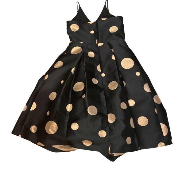 1901 Elegant Black and Gold Polka Dot Dress - Picture 6 of 7